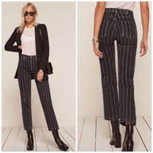 Reformation High Rise Striped Jeans - Black and White